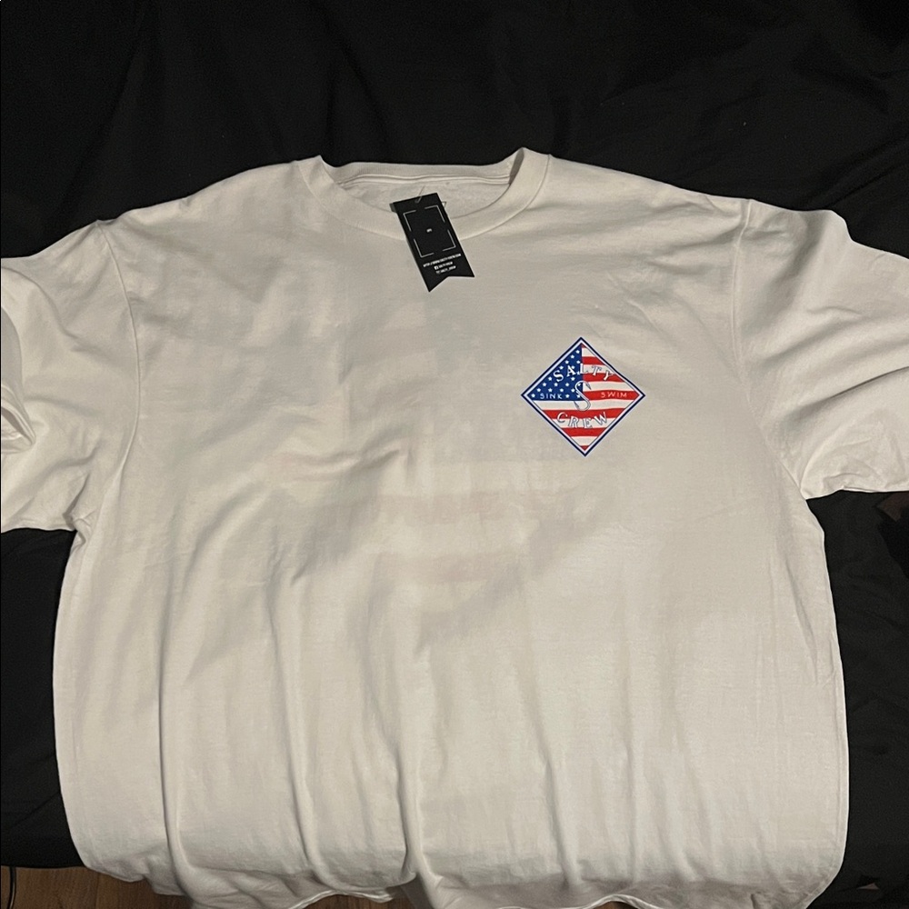 Salty Crew White Tee with American Flag Graphic